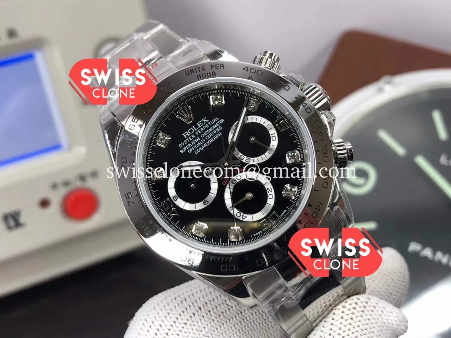 Rolex Cosmograph Daytona M116509 0055 Black Diamond 1:1 Super Clone - Dial Macro Close-Up