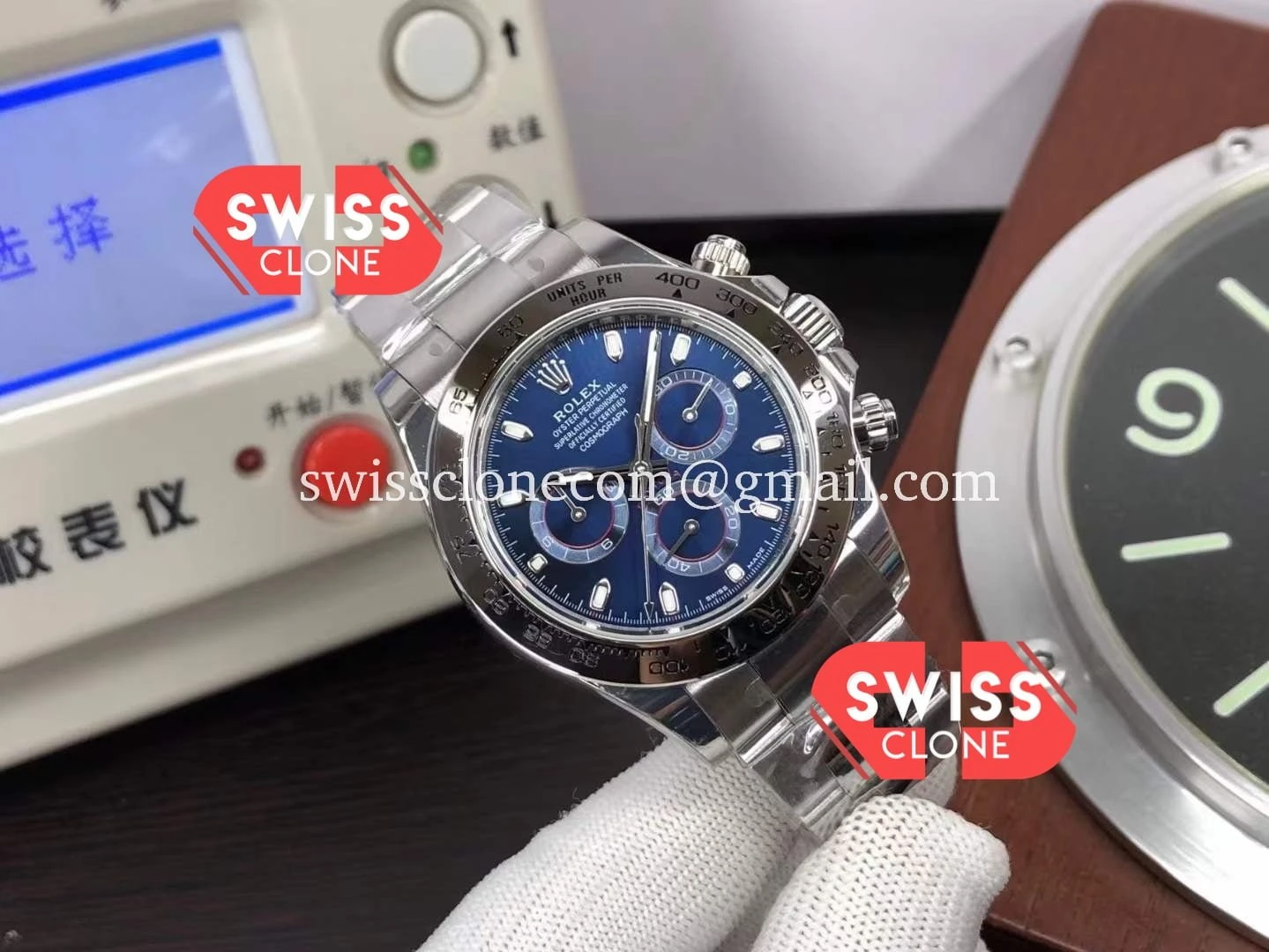 Rolex Cosmograph Daytona M116509 Blue Dial 1:1 Super Clone - Dial Macro Close-Up