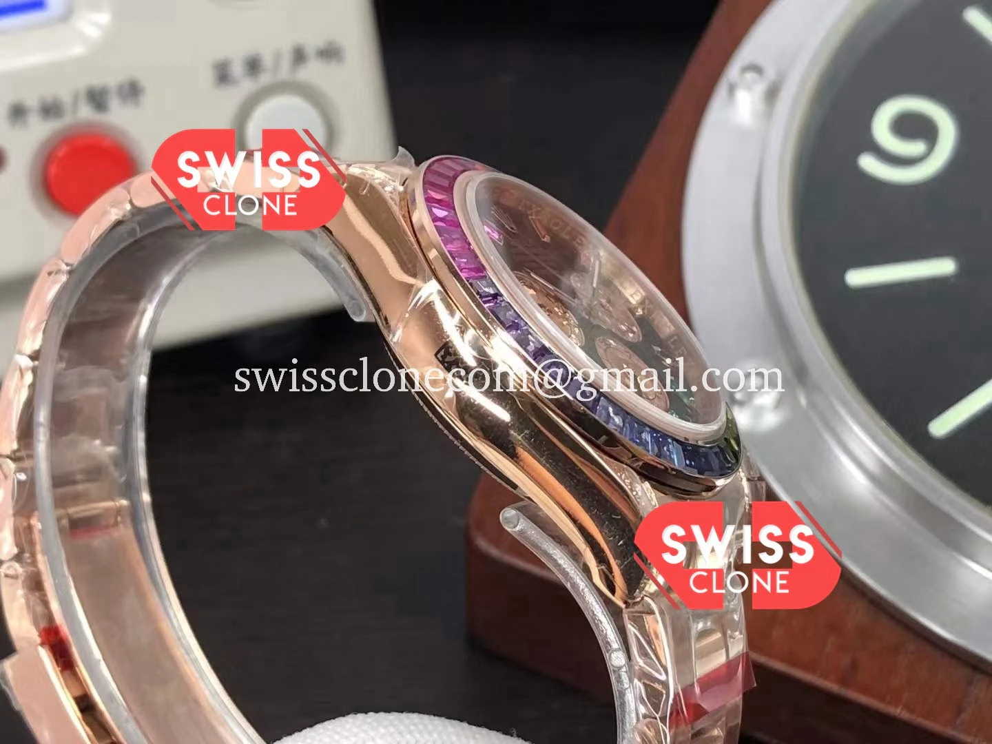 Rolex Cosmograph Daytona Rainbow 116595 Cal.4130 1:1 Super Clone - Caseback & Cloned Calibre Movement