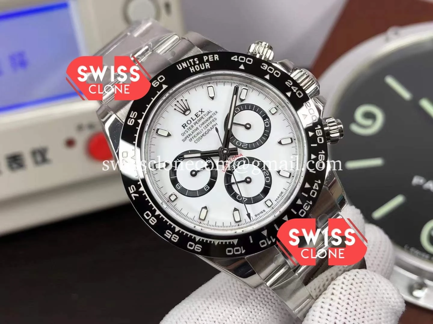 Rolex Cosmograph Daytona White Dial M116500LN 904L 1:1 Super Clone - Dial Macro Close-Up