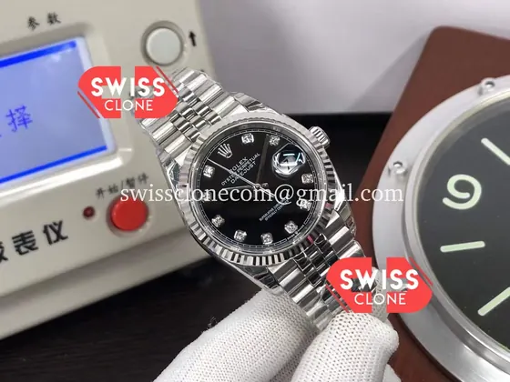 Rolex Datejust 126234 36MM Black Dial in 904L 1:1 Super Clone - Bezel & Case Profile