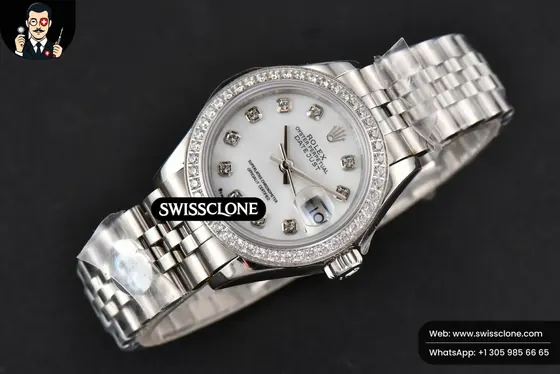 Rolex DateJust 28mm Ladies WF Diamond MOP Dial Diamond Marker Jubilee 1:1 Super Clone - Bezel & Case Profile