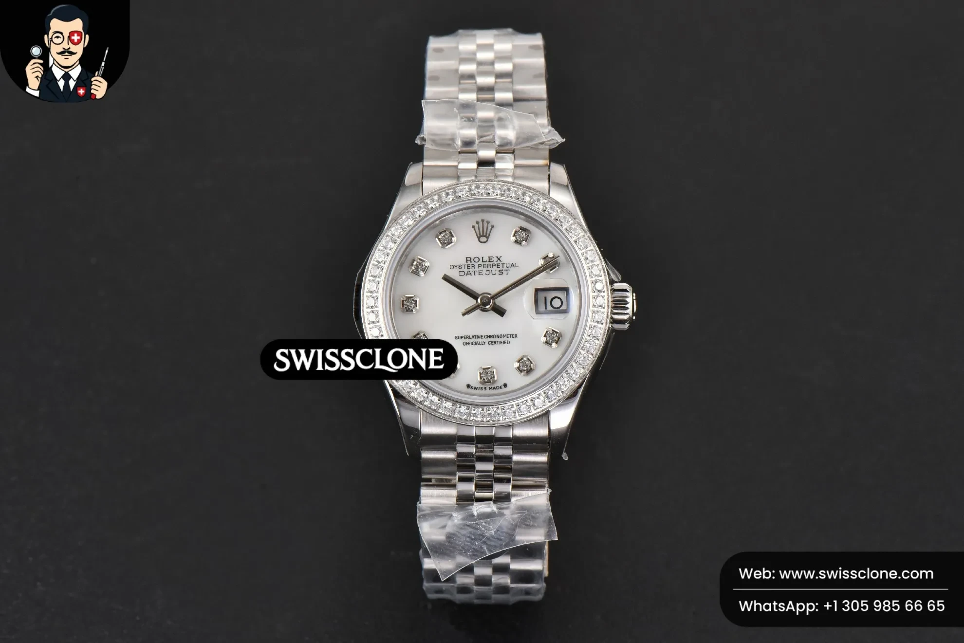 Rolex DateJust 28mm Ladies WF Diamond MOP Dial Diamond Marker Jubilee 1:1 Super Clone - Dial Macro Close-Up