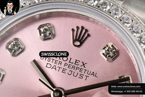 Rolex DateJust 28mm Ladies WF Diamond Pink Dial Diamond Marker Jubilee 1:1 Super Clone - Caseback & Cloned Calibre Movement