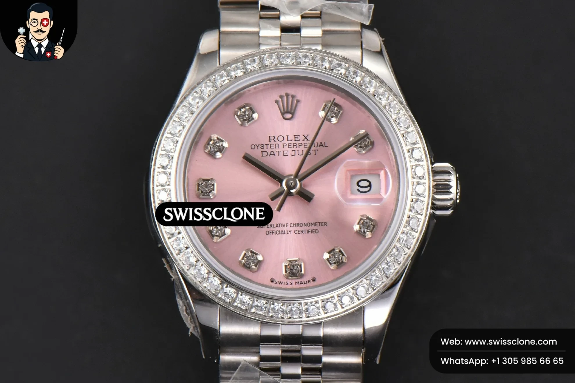 Rolex DateJust 28mm Ladies WF Diamond Pink Dial Diamond Marker Jubilee
