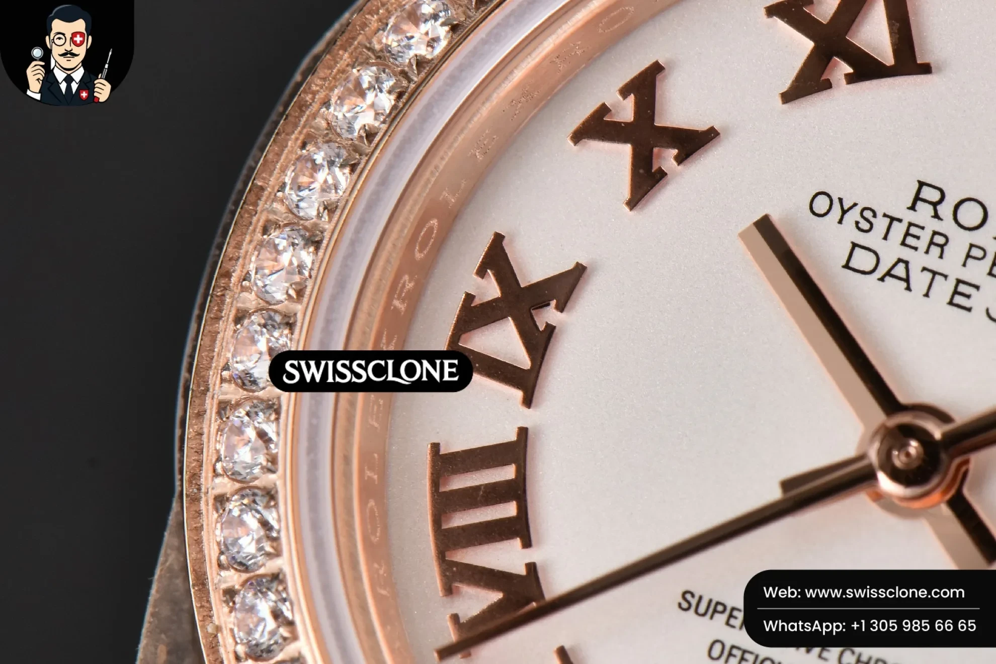 Rolex DateJust 28mm Ladies WF Diamond White Dial Roma Marker Jubilee 1:1 Super Clone - Lateral Case Thickness Profile