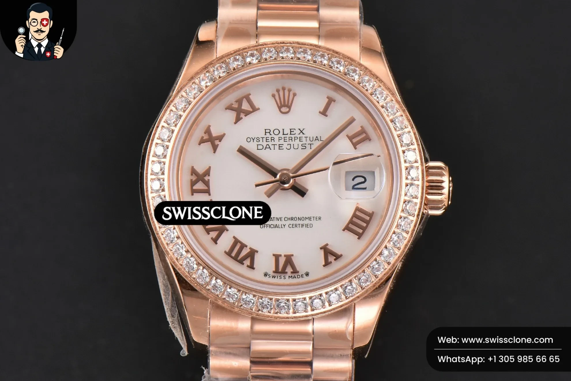 Rolex DateJust 28mm Ladies WF Diamond White Dial Roma Marker Jubilee