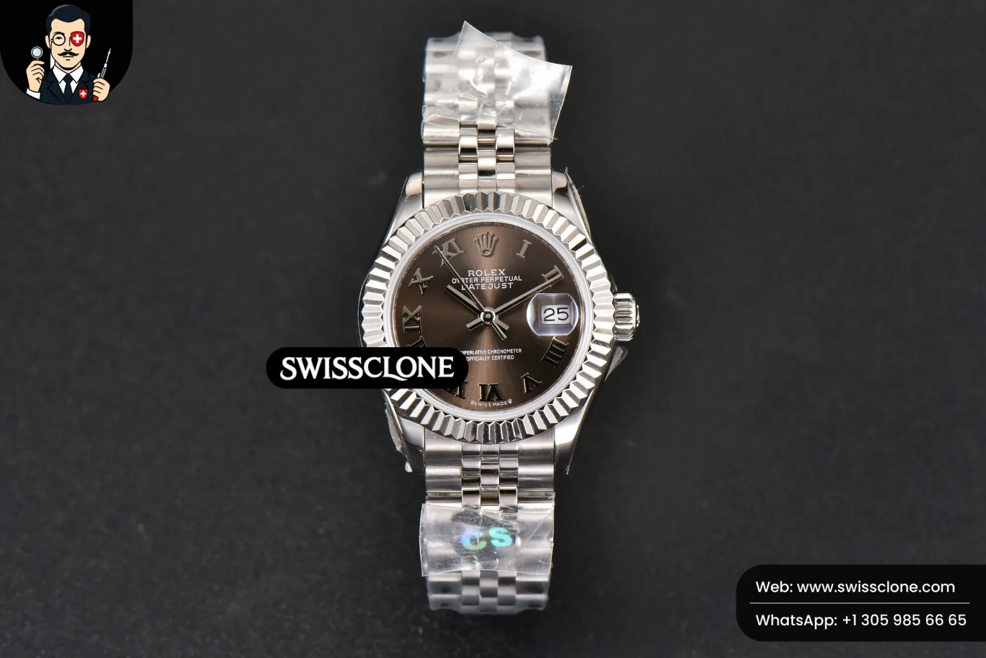 Rolex DateJust 28mm Ladies WF Gray Dial Roma Marker Jubilee