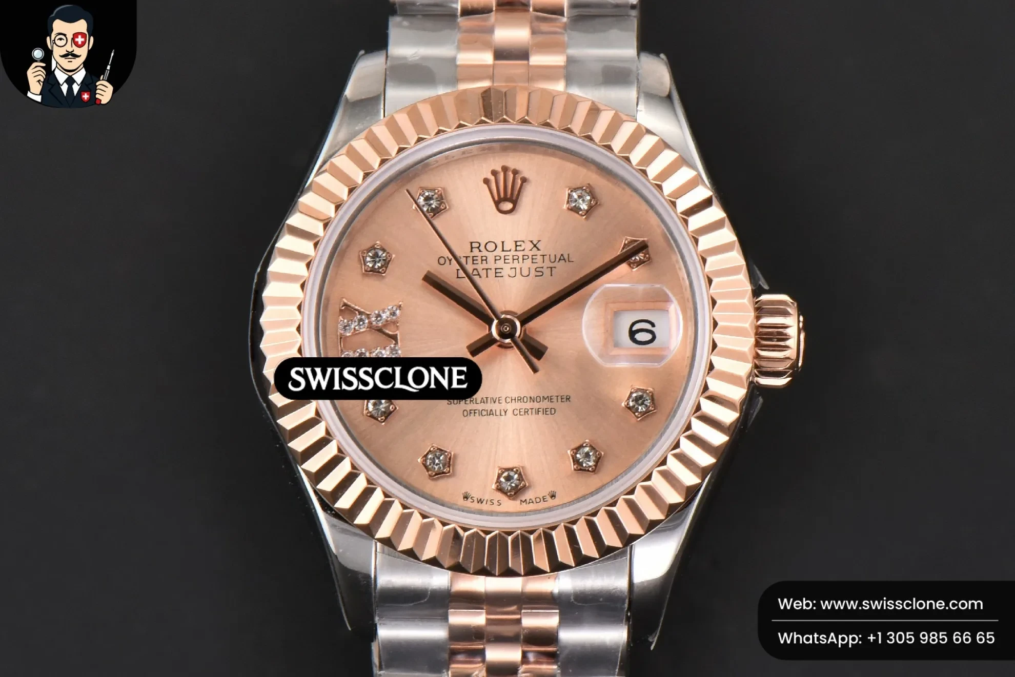 Rolex DateJust 28mm Ladies WF RG/SS Dial Diamond Marker Jubilee