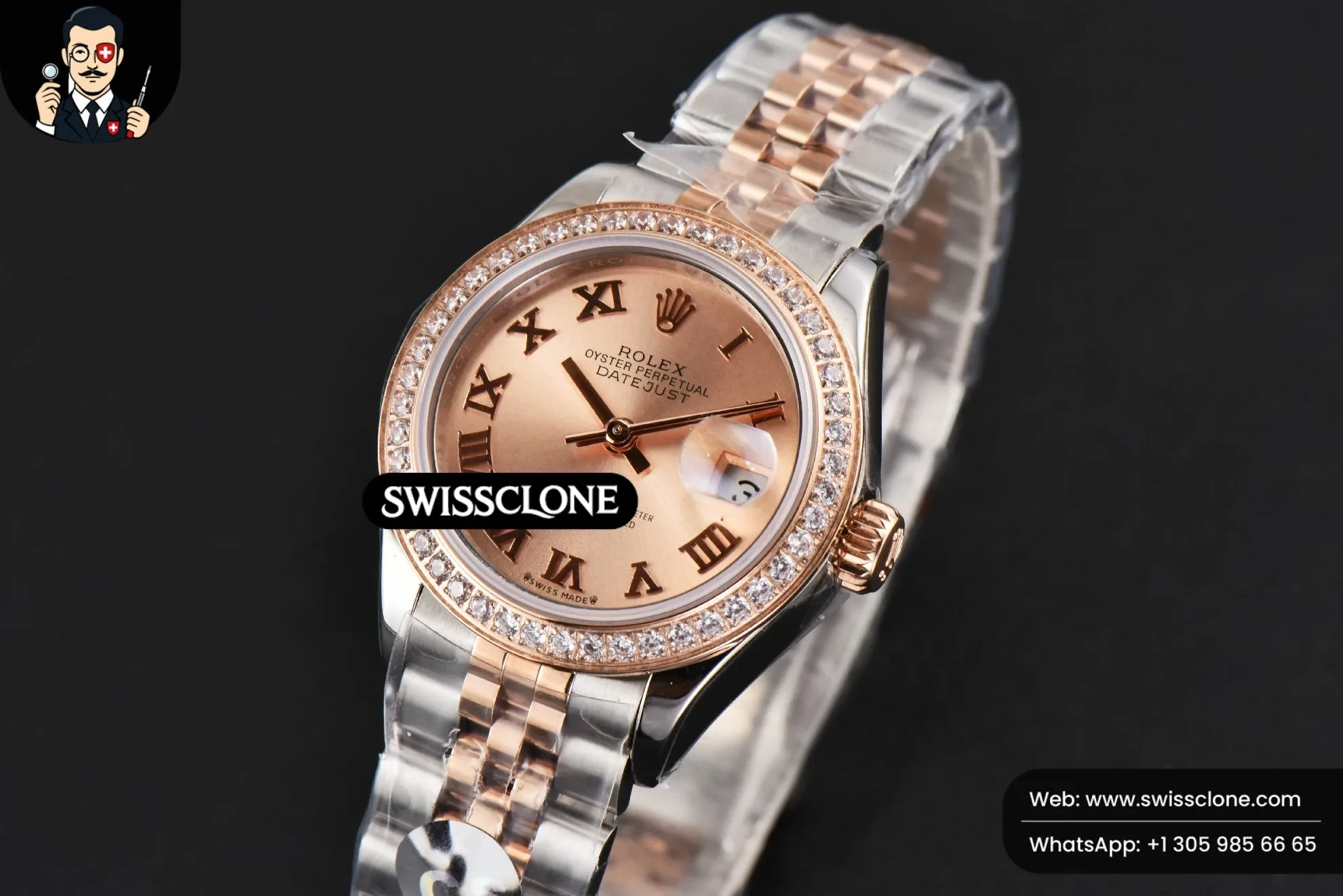 Rolex DateJust 28mm Ladies WF RG/SS Diamond Dial Roma Marker Jubilee 1:1 Super Clone - Clasp & Bracelet Finishing