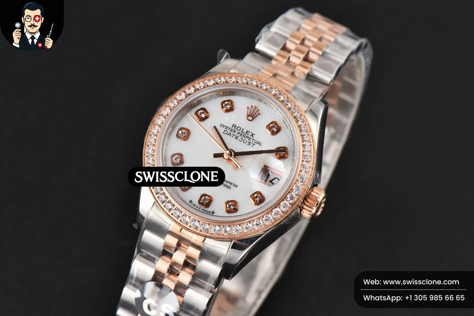 Rolex DateJust 28mm Ladies WF RG/SS Diamond MOP Dial Diamond Marker Jubilee 1:1 Super Clone - Clasp & Bracelet Finishing