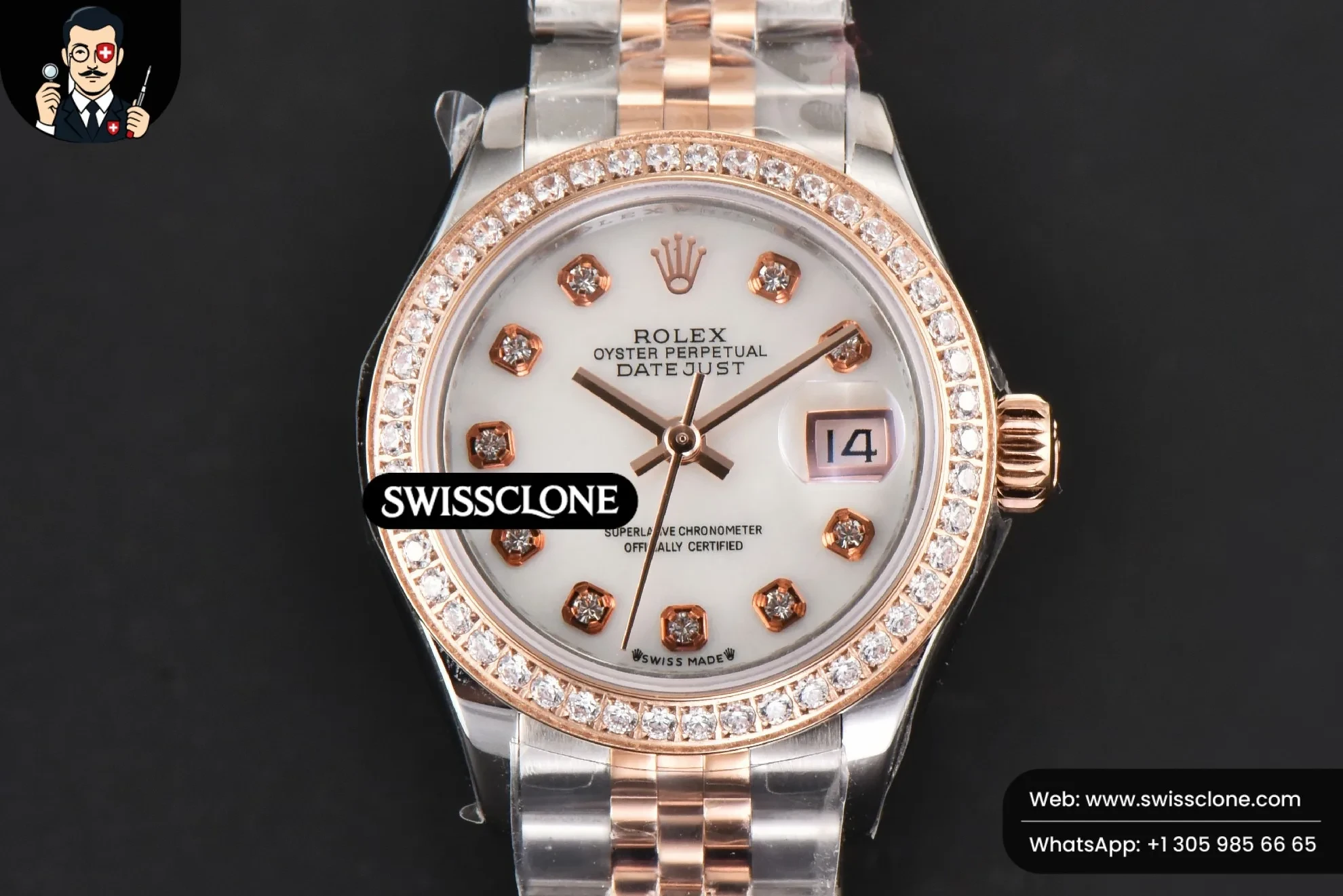 Rolex DateJust 28mm Ladies WF RG/SS Diamond MOP Dial Diamond Marker Jubilee