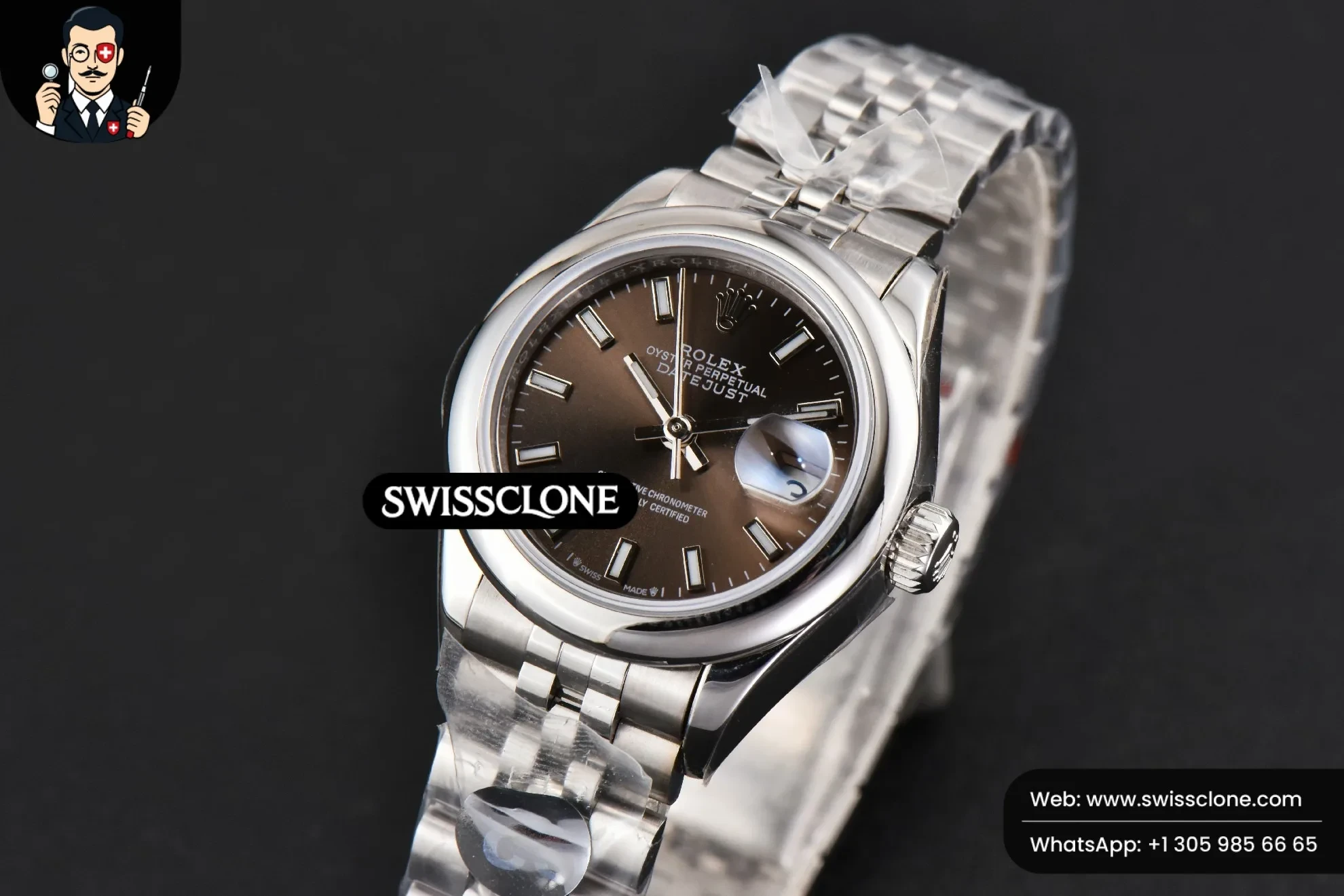 Rolex DateJust 28mm Ladies WF Smooth Bezel Gray Dial Jubilee 1:1 Super Clone - Clasp & Bracelet Finishing