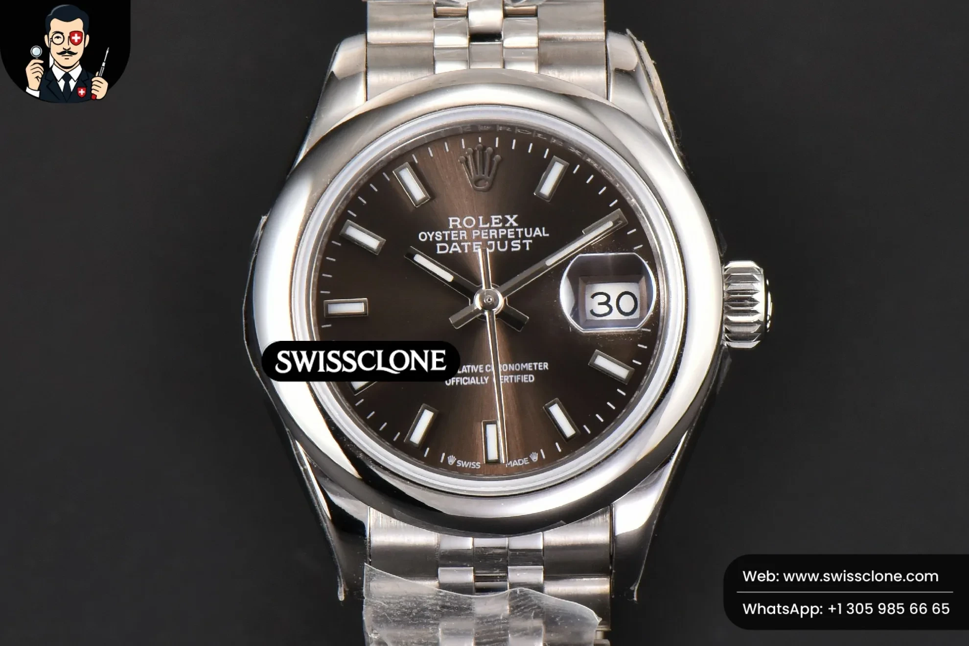 Rolex DateJust 28mm Ladies WF Smooth Bezel Gray Dial Jubilee