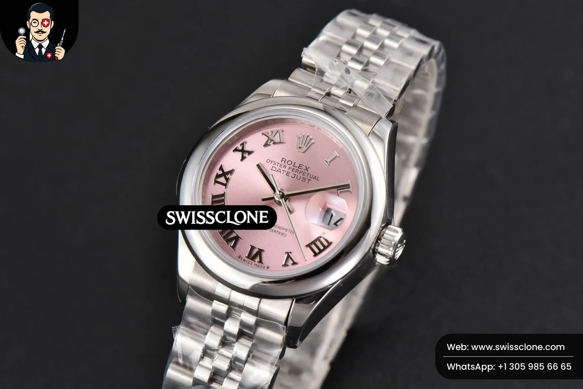 Rolex DateJust 28mm Ladies WF Smooth Bezel Pink Dial Roma Marker Jubilee 1:1 Super Clone - Clasp & Bracelet Finishing