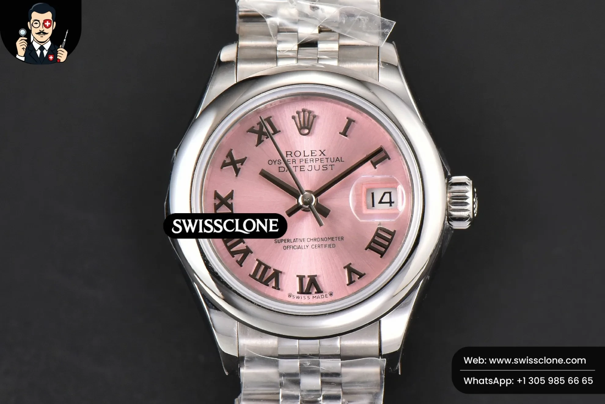 Rolex DateJust 28mm Ladies WF Smooth Bezel Pink Dial Roma Marker Jubilee