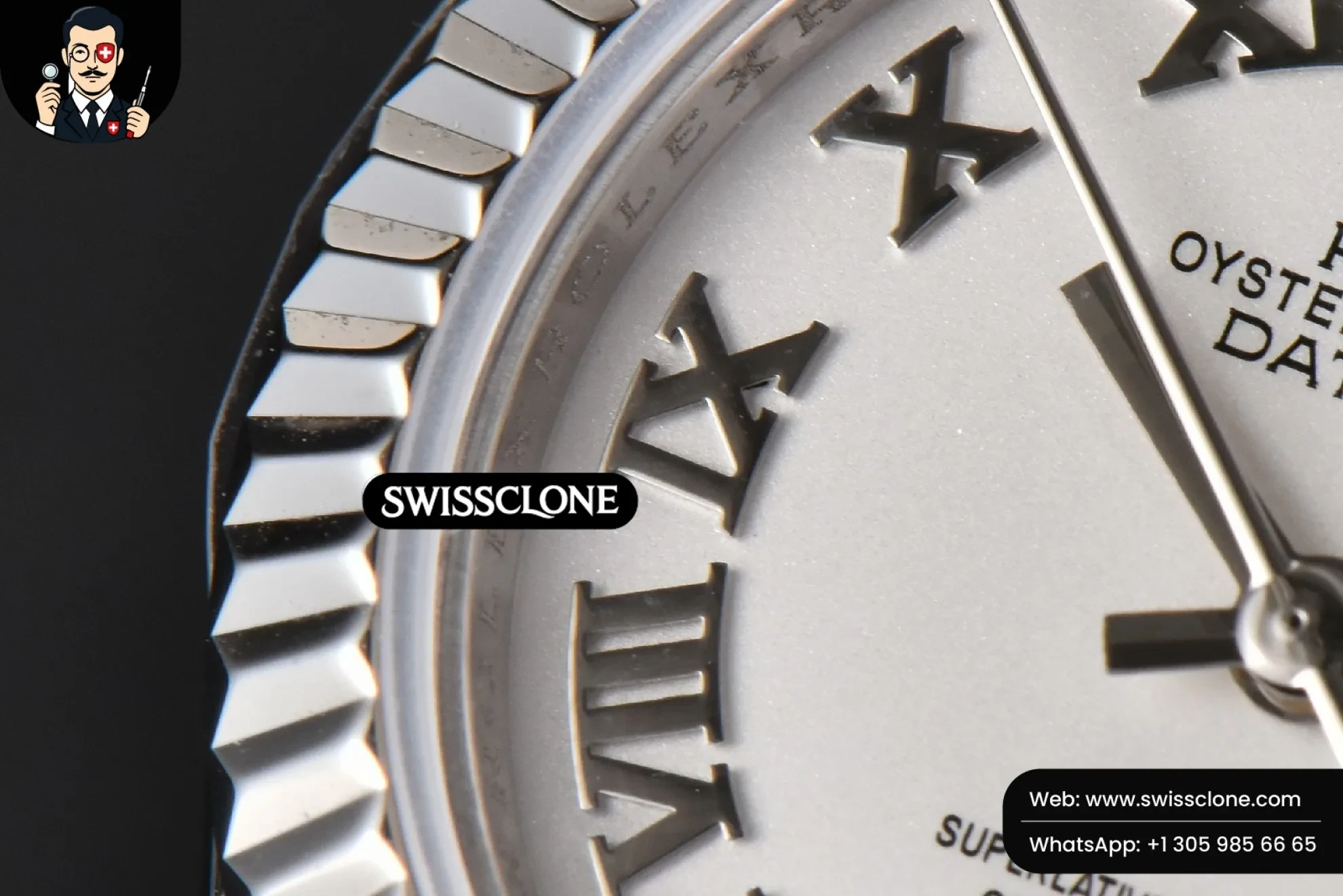 Rolex DateJust 28mm Ladies WF White Dial Roma Marker Jubilee 1:1 Super Clone - Lateral Case Thickness Profile