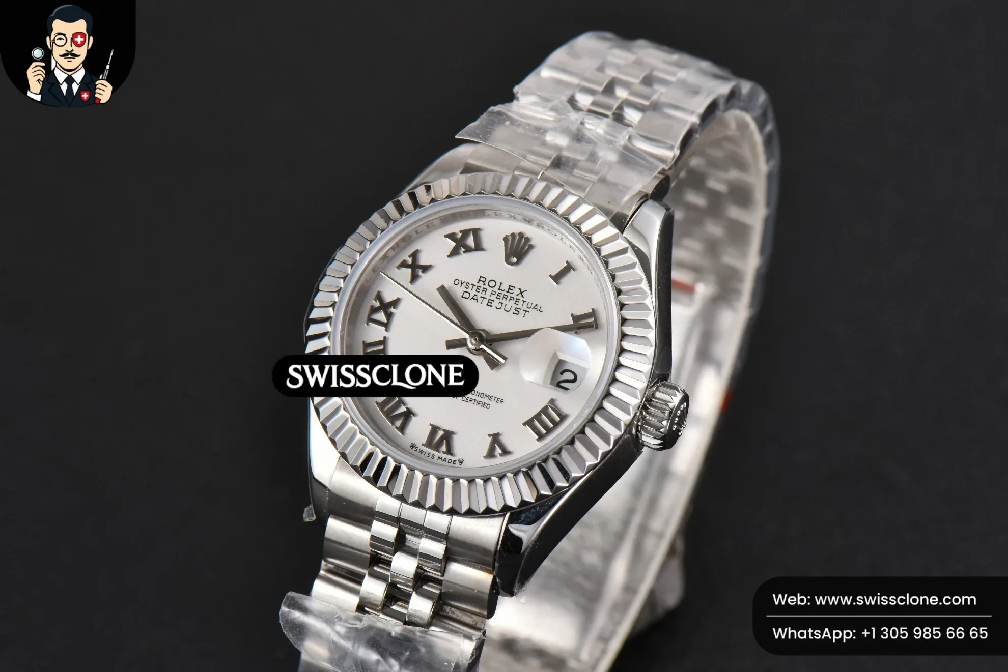 Rolex DateJust 28mm Ladies WF White Dial Roma Marker Jubilee 1:1 Super Clone - Clasp & Bracelet Finishing