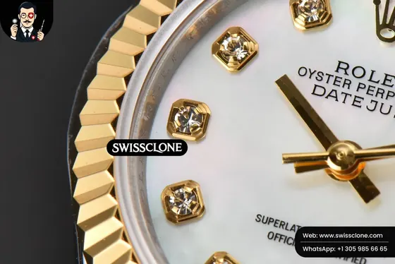 Rolex DateJust 28mm Ladies WF YG/SS MOP Dial Diamond Marker Jubilee 1:1 Super Clone - Lateral Case Thickness Profile