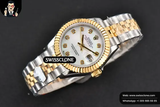 Rolex DateJust 28mm Ladies WF YG/SS MOP Dial Diamond Marker Jubilee 1:1 Super Clone - Bezel & Case Profile