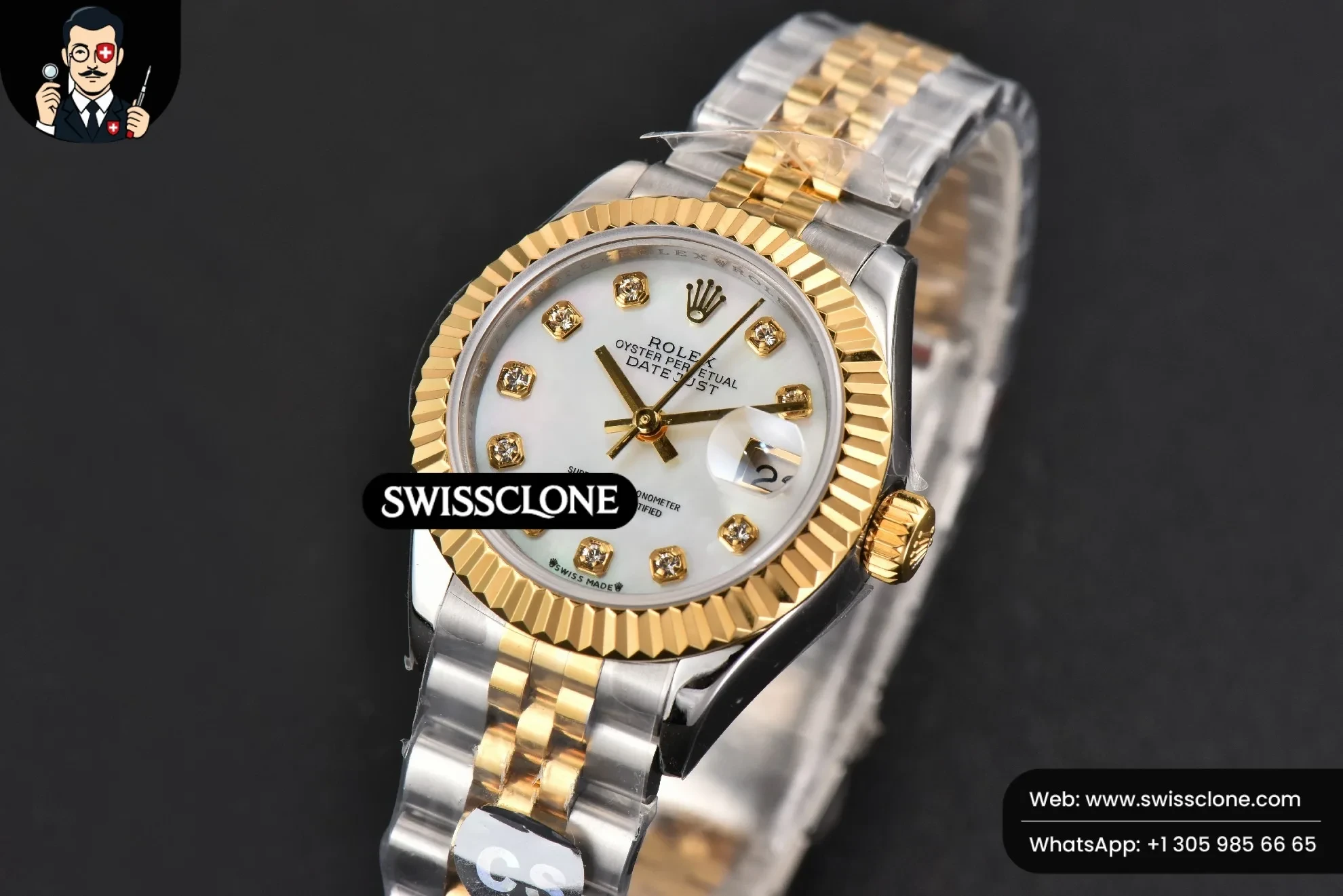 Rolex DateJust 28mm Ladies WF YG/SS MOP Dial Diamond Marker Jubilee 1:1 Super Clone - Clasp & Bracelet Finishing