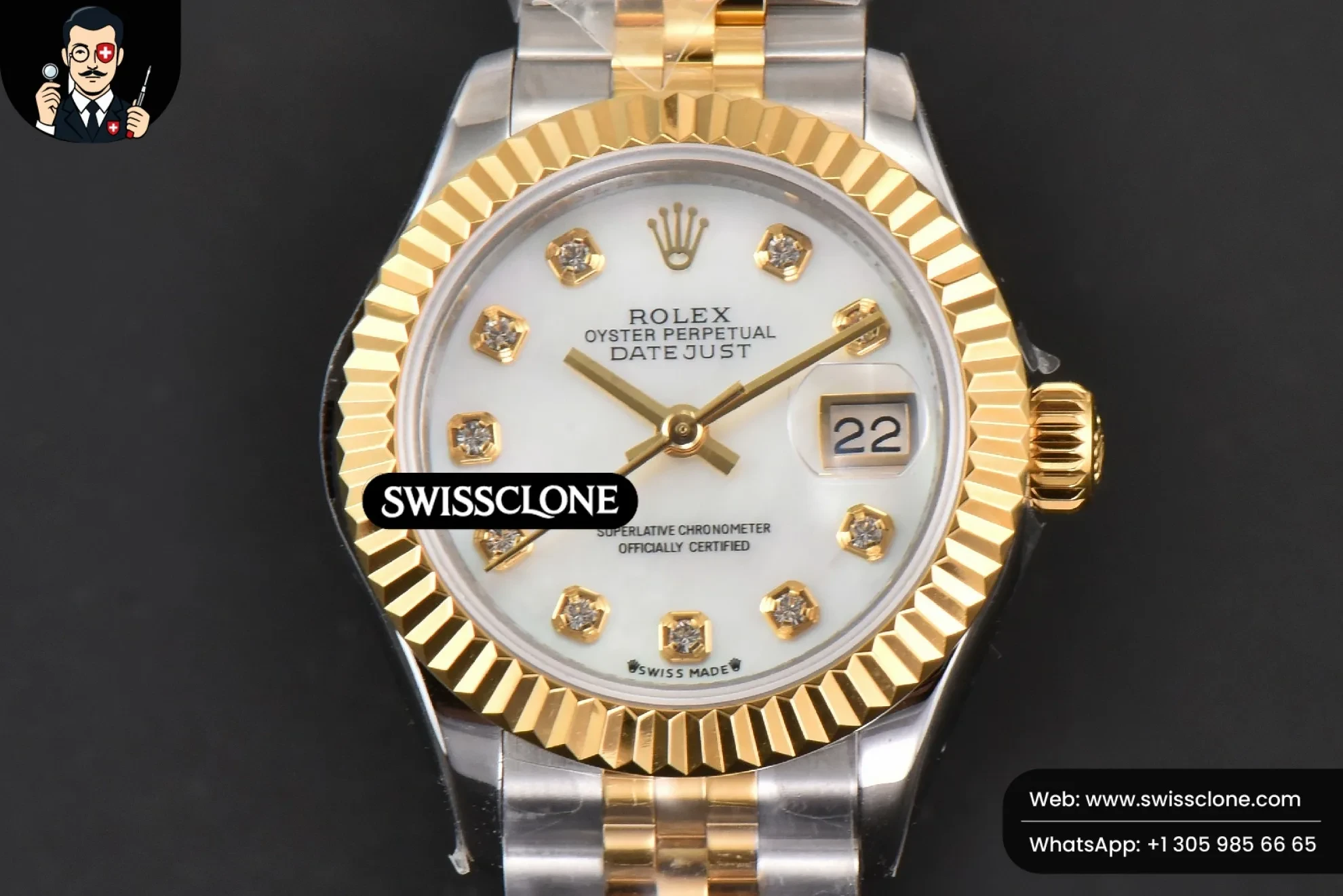 Rolex DateJust 28mm Ladies WF YG/SS MOP Dial Diamond Marker Jubilee