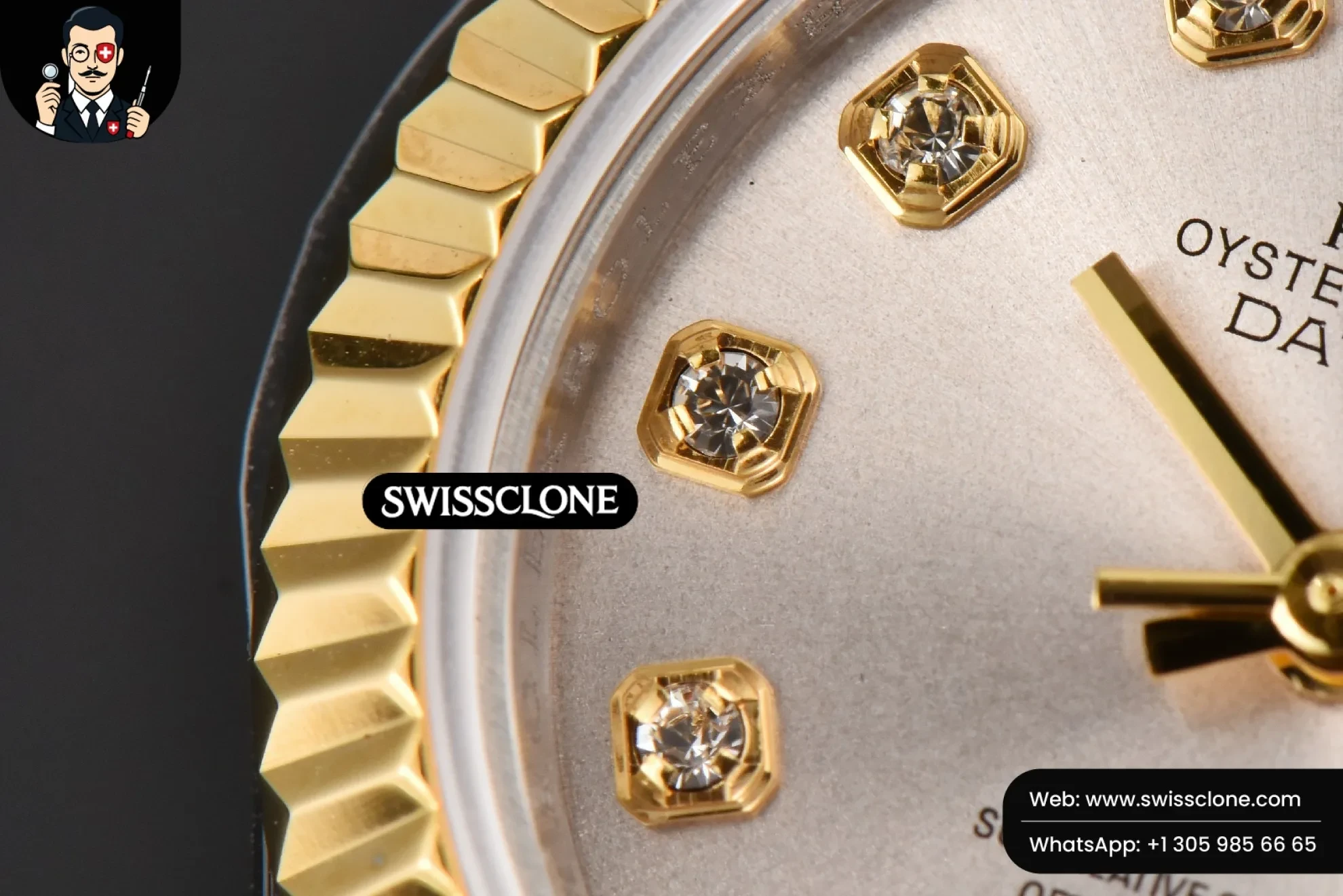 Rolex DateJust 28mm Ladies WF YG/SS Silver Dial Diamond Marker Jubilee 1:1 Super Clone - Lateral Case Thickness Profile