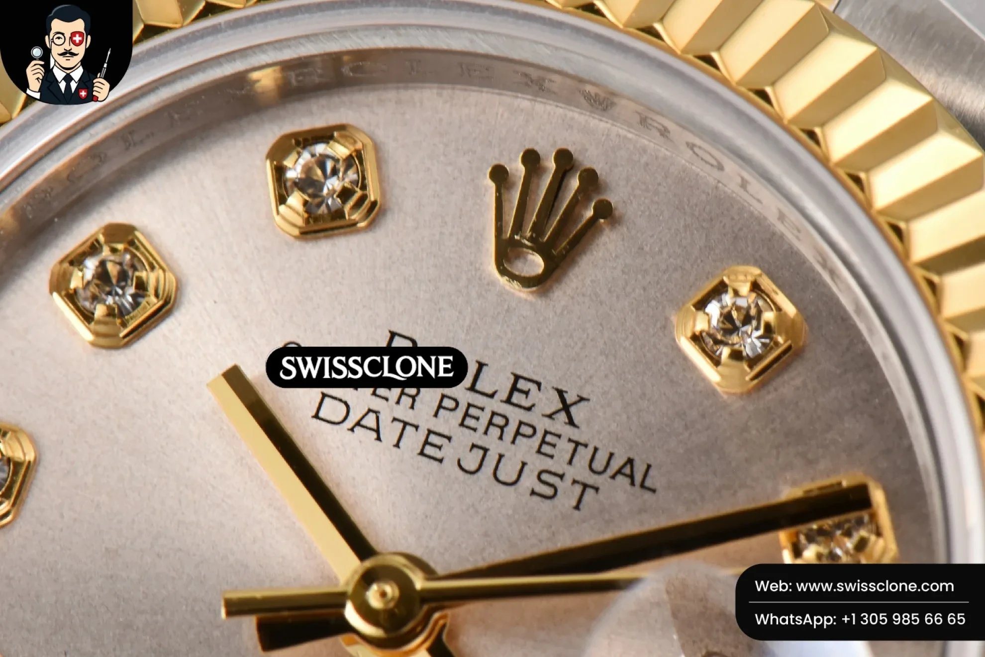 Rolex DateJust 28mm Ladies WF YG/SS Silver Dial Diamond Marker Jubilee 1:1 Super Clone - Caseback & Cloned Calibre Movement