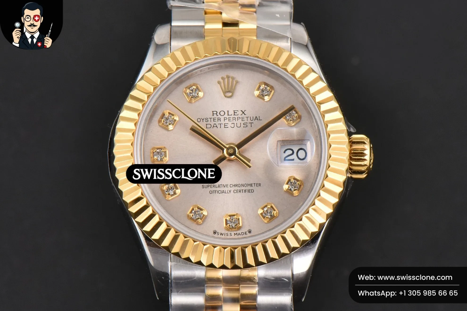 Rolex DateJust 28mm Ladies WF YG/SS Silver Dial Diamond Marker Jubilee