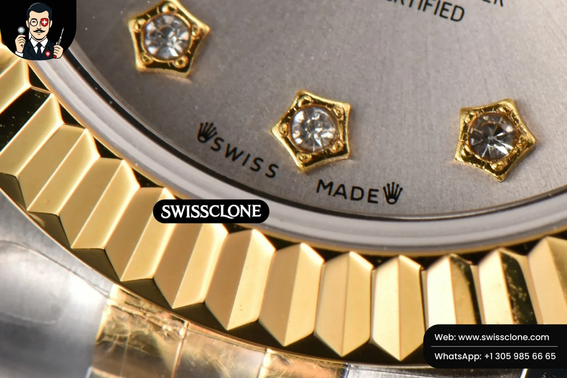Rolex DateJust 28mm Ladies WF YG/SS Silver Dial Diamond Roma Marker Jubilee 1:1 Super Clone - On-Wrist Presence View