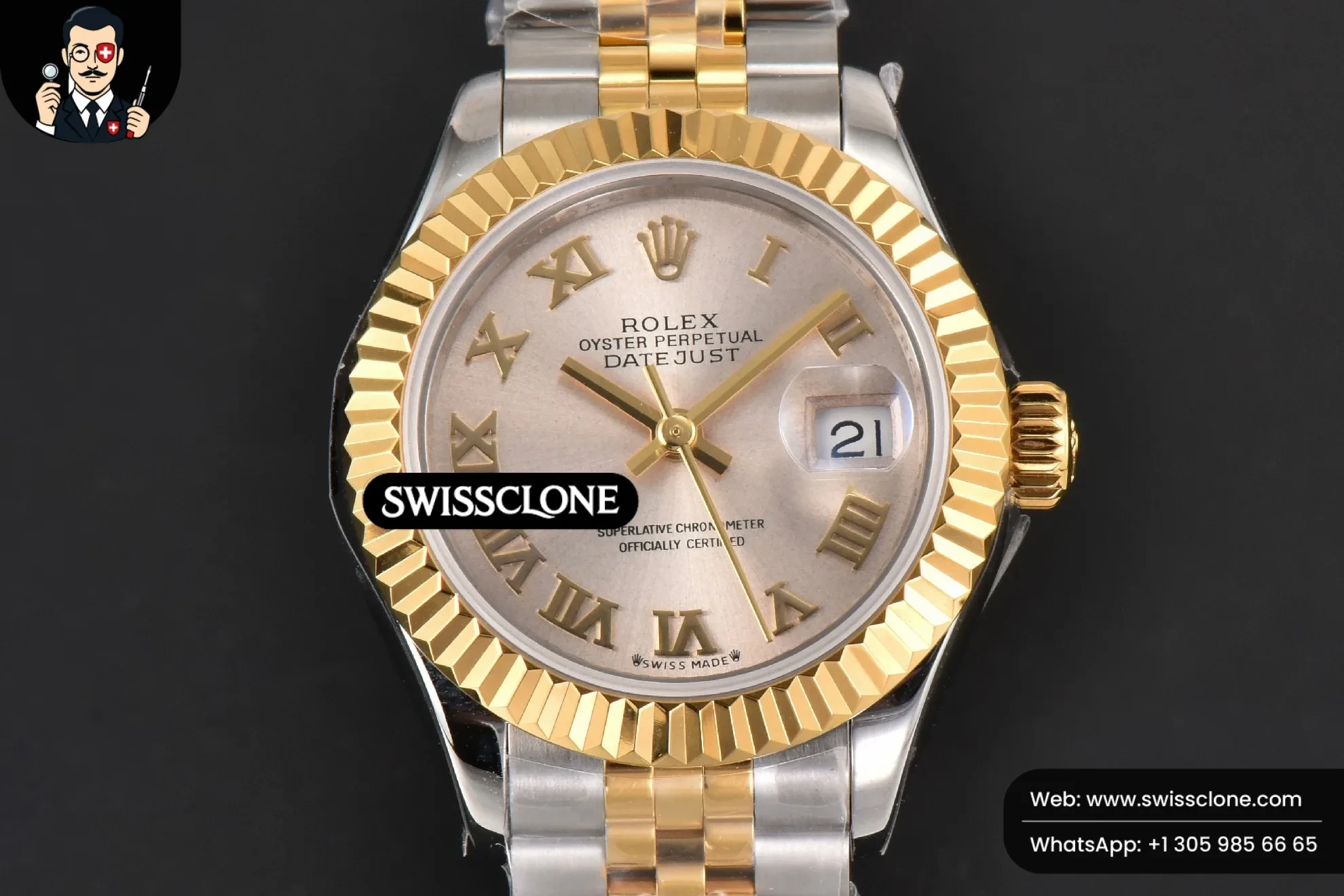 Rolex DateJust 28mm Ladies WF YG/SS Silver Dial Roma Marker Jubilee