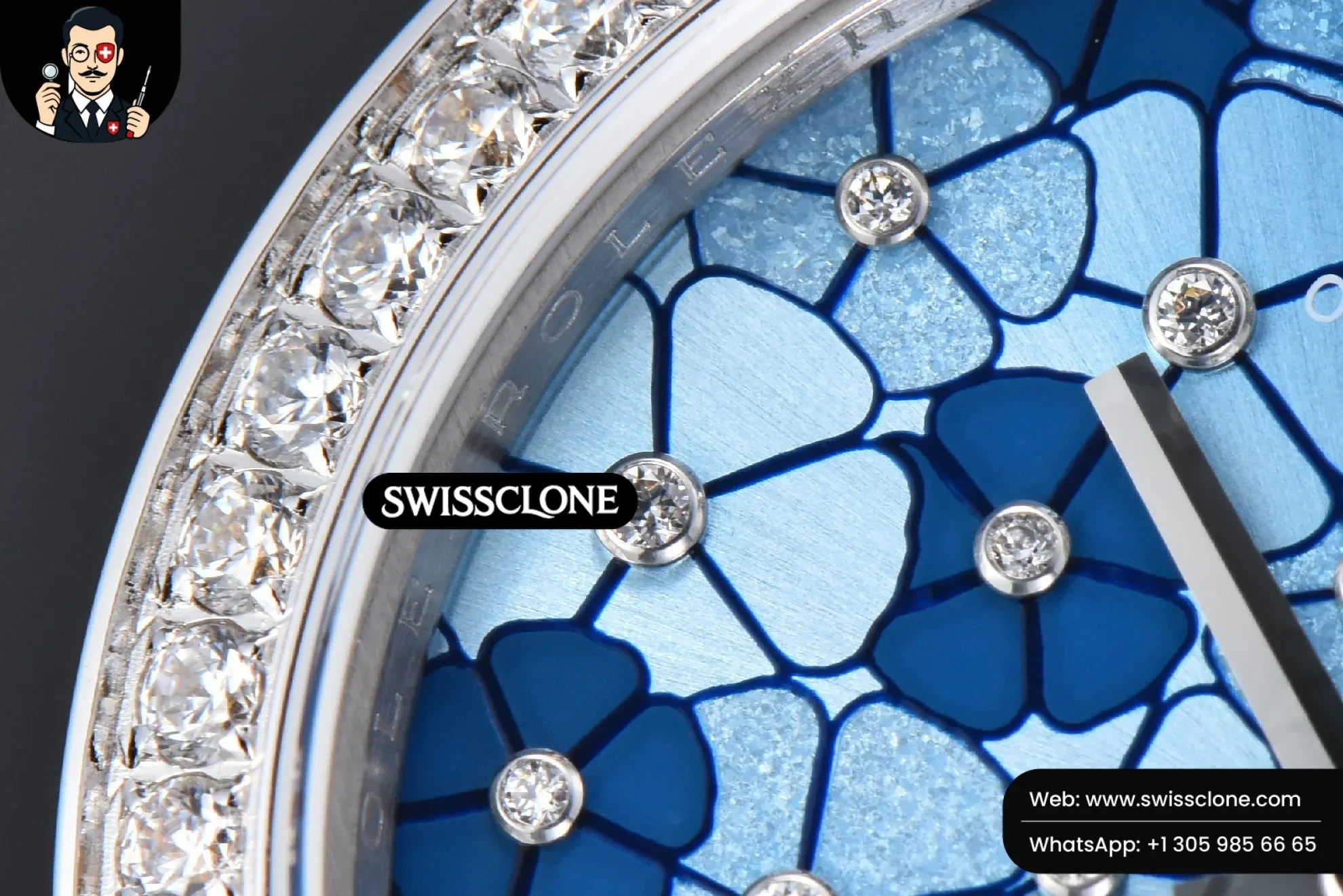 Rolex DateJust 31mm 904L Diamond Bezel Blue Flowers Dial Jubilee 1:1 Super Clone - Lateral Case Thickness Profile