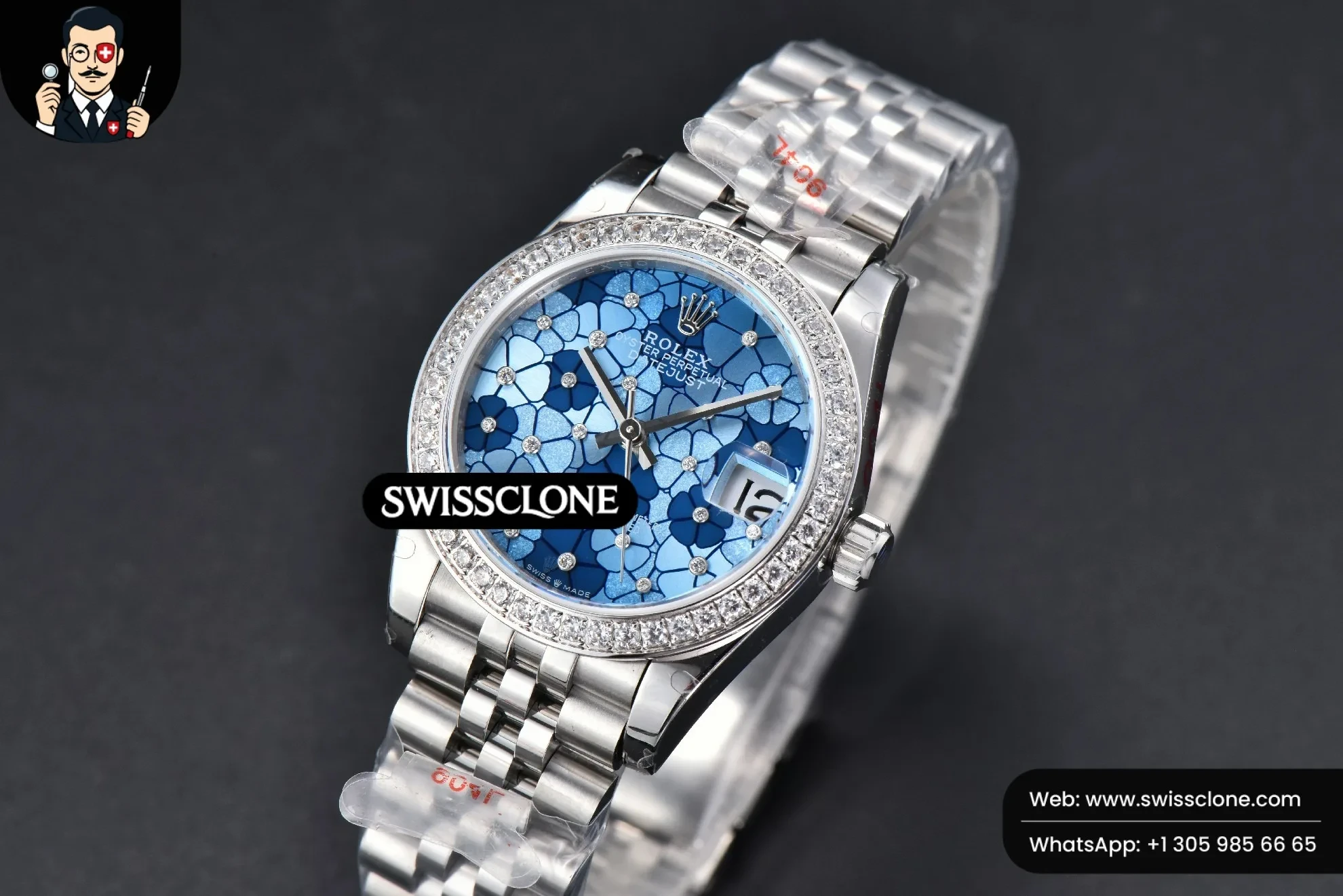 Rolex DateJust 31mm 904L Diamond Bezel Blue Flowers Dial Jubilee 1:1 Super Clone - Clasp & Bracelet Finishing