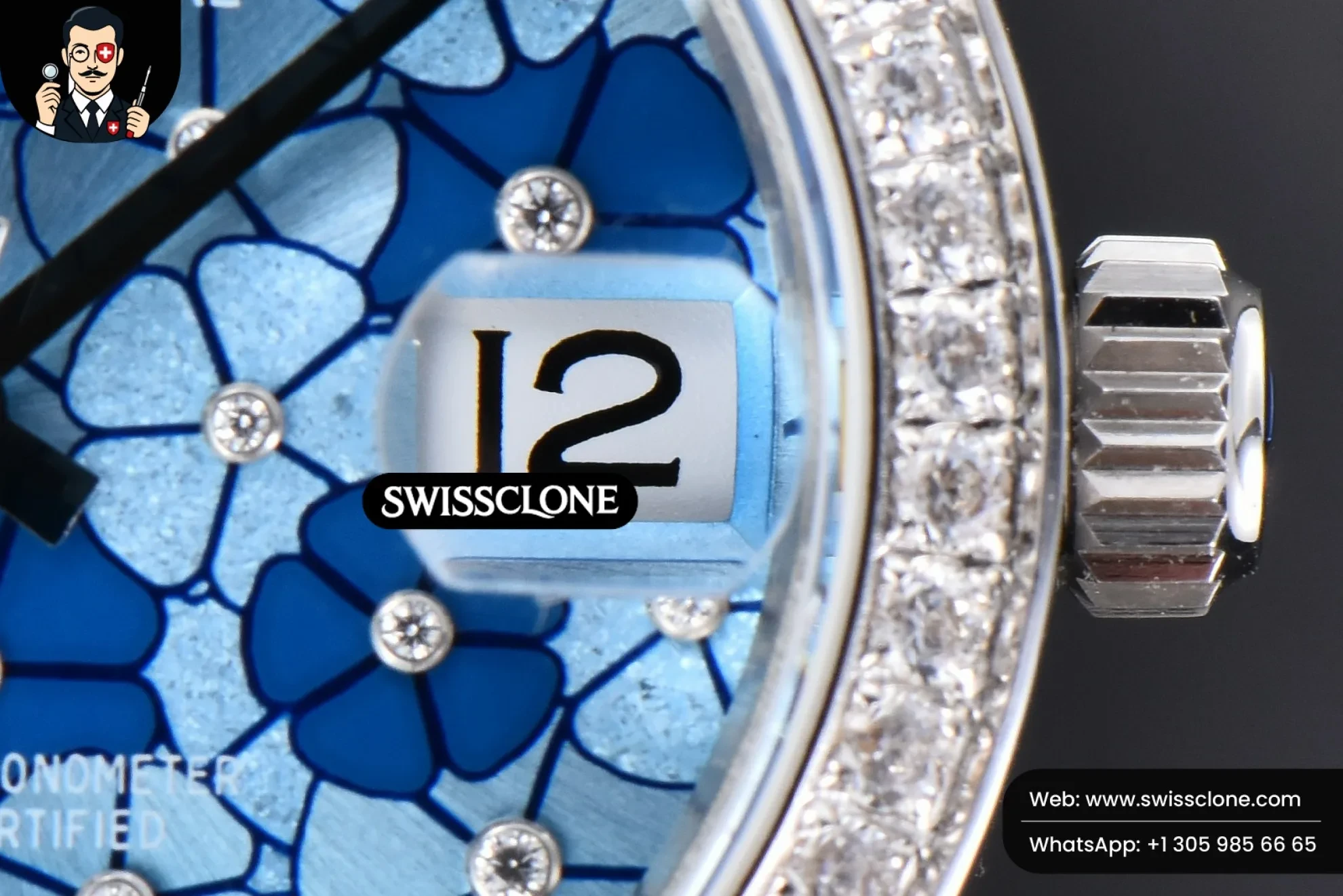 Rolex DateJust 31mm 904L Diamond Bezel Blue Flowers Dial Jubilee 1:1 Super Clone - On-Wrist Presence View