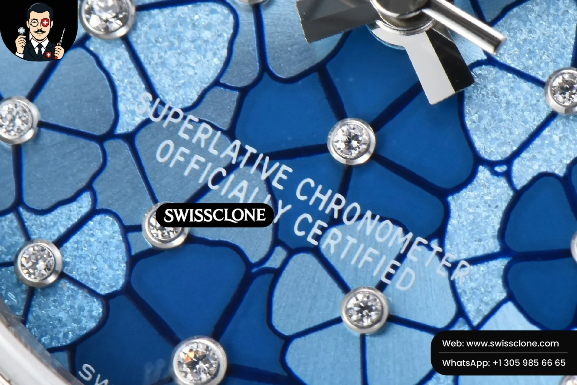 Rolex DateJust 31mm 904L Diamond Bezel Blue Flowers Dial Oyster 1:1 Super Clone - Lateral Case Thickness Profile