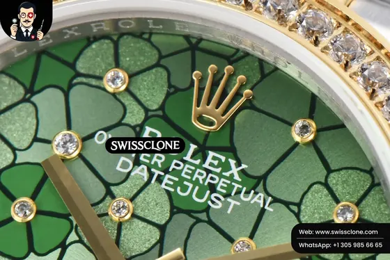 Rolex DateJust 31mm 904L Diamond Bezel Green Flowers Dial Jubilee 1:1 Super Clone - Clasp & Bracelet Finishing