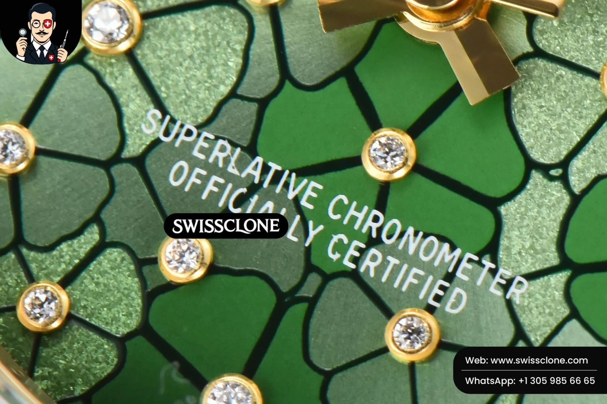Rolex DateJust 31mm 904L Diamond Bezel Green Flowers Dial President 1:1 Super Clone - On-Wrist Presence View