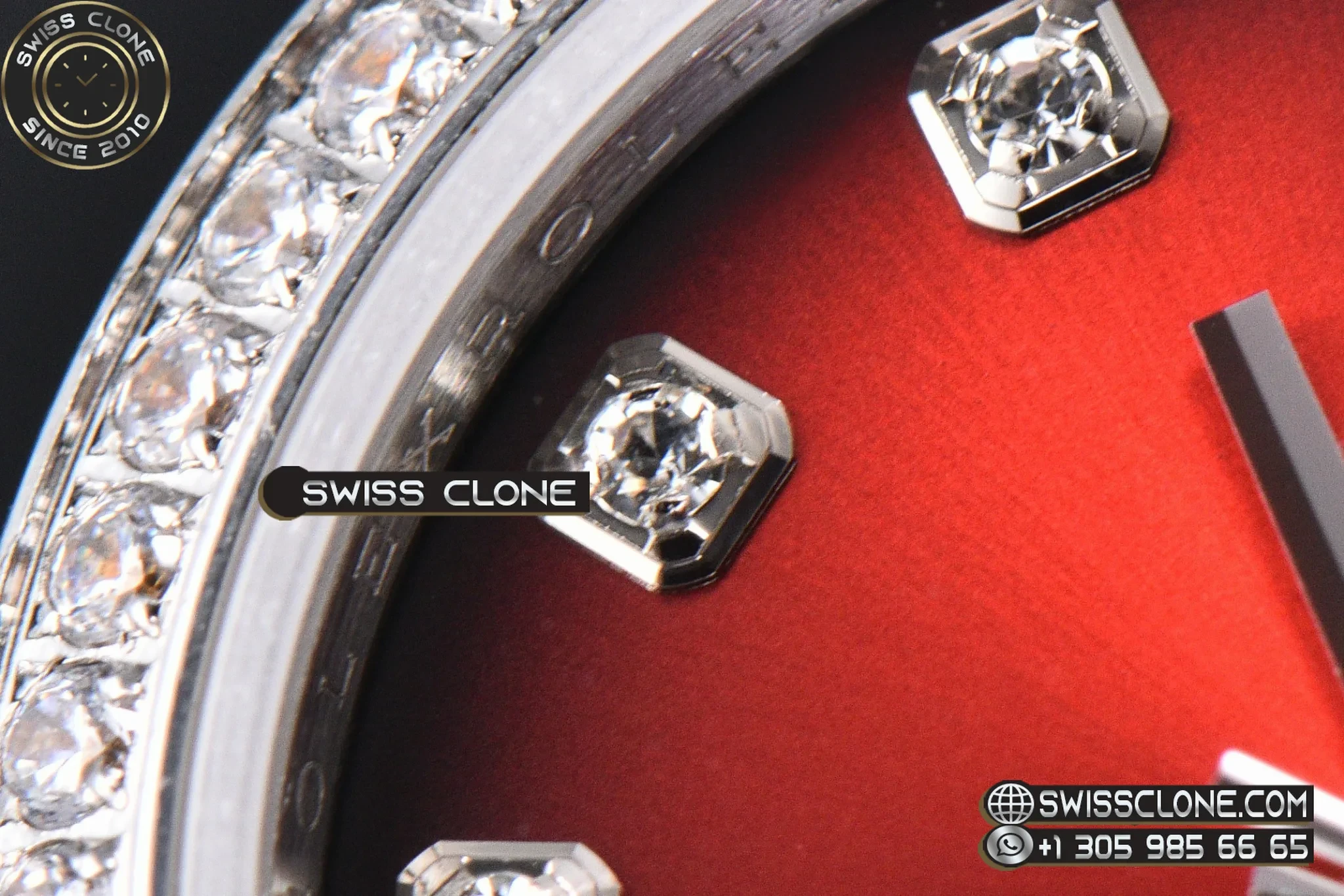 Rolex DateJust 31mm 904L Diamond Bezel Red Dial Diamond Marker Jubilee 1:1 Super Clone - Lateral Case Thickness Profile