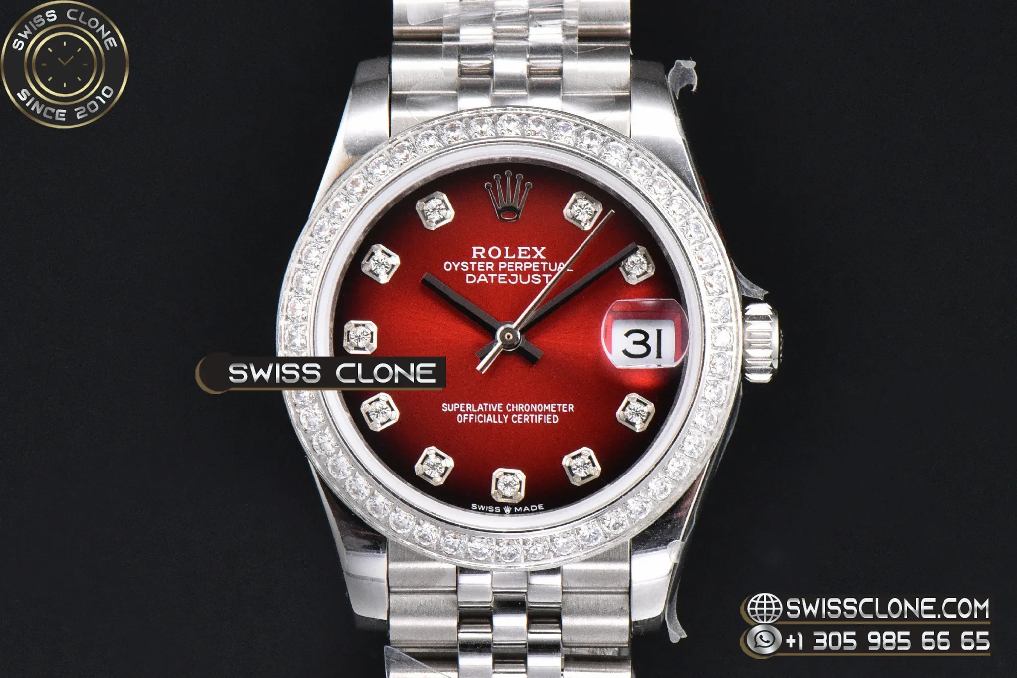 Rolex DateJust 31mm 904L Diamond Bezel Red Dial Diamond Marker Jubilee 1:1 Super Clone - Clasp & Bracelet Finishing