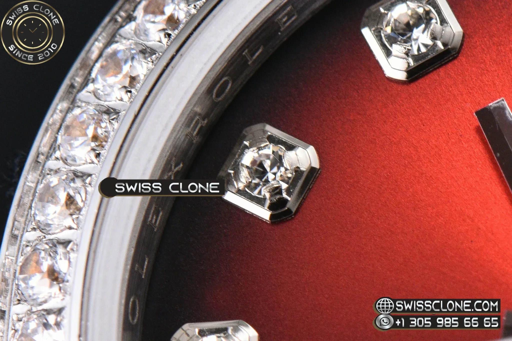 Rolex DateJust 31mm 904L Diamond Bezel Red Dial Diamond Marker President 1:1 Super Clone - Lateral Case Thickness Profile