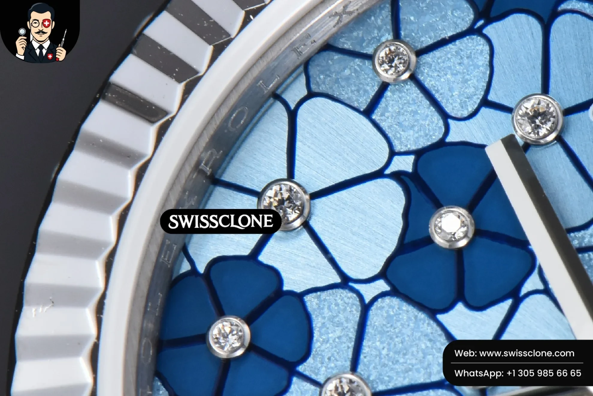 Rolex DateJust 31mm 904L Fluted Bezel Blue Flowers Dial Jubilee 1:1 Super Clone - Lateral Case Thickness Profile