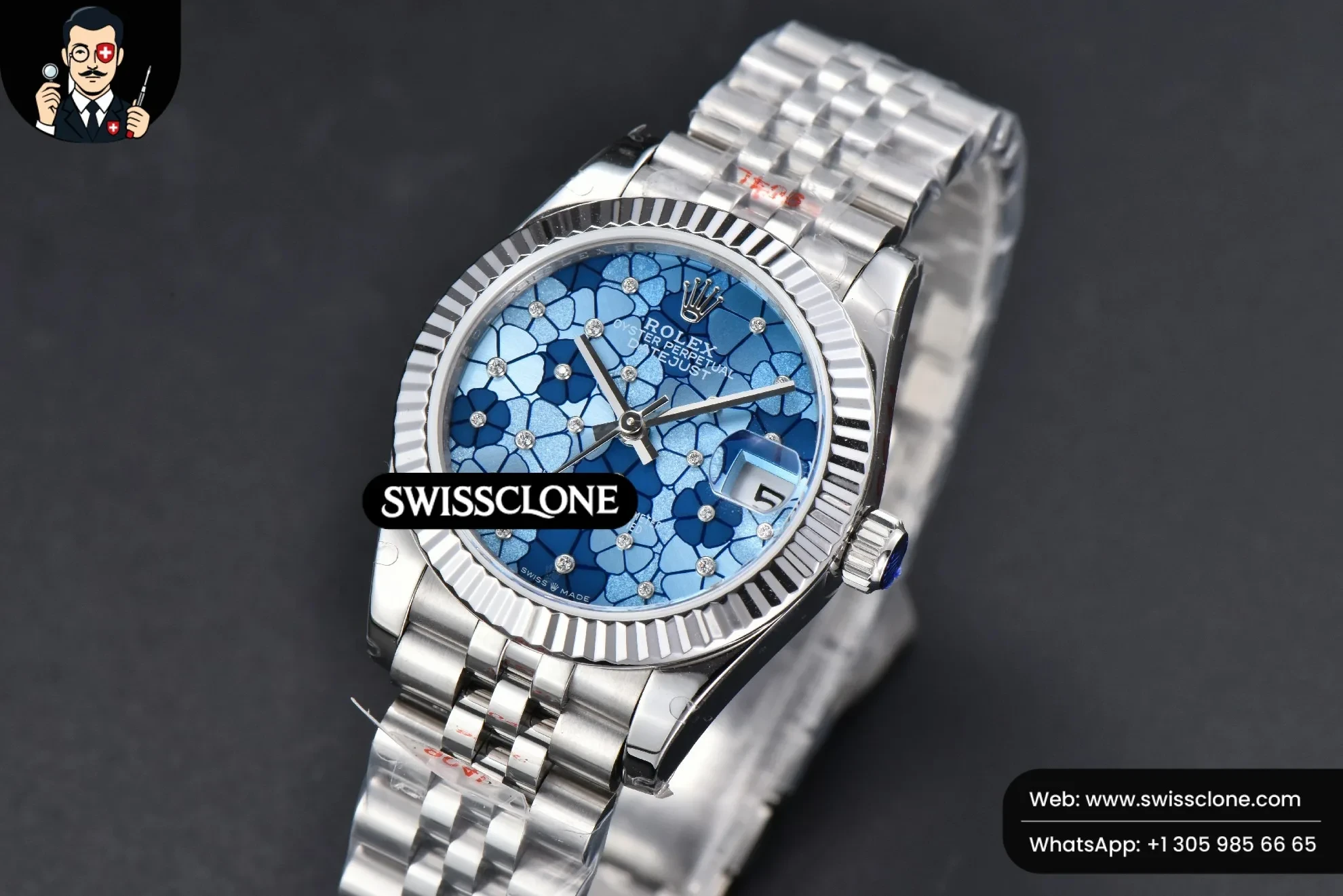 Rolex DateJust 31mm 904L Fluted Bezel Blue Flowers Dial Jubilee 1:1 Super Clone - Clasp & Bracelet Finishing