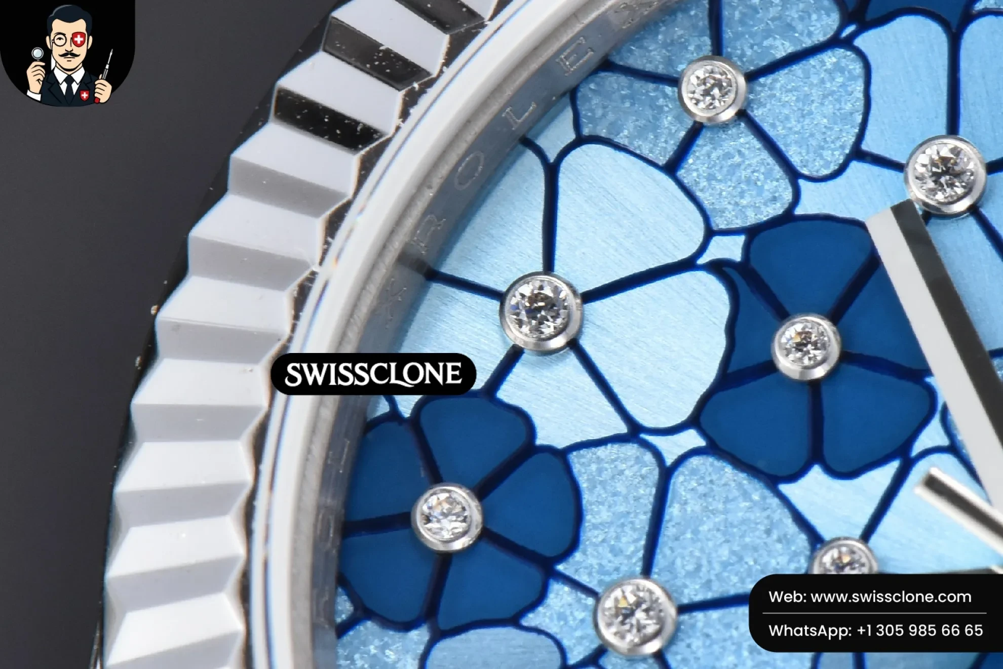 Rolex DateJust 31mm 904L Fluted Bezel Blue Flowers Dial Oyster 1:1 Super Clone - Lateral Case Thickness Profile