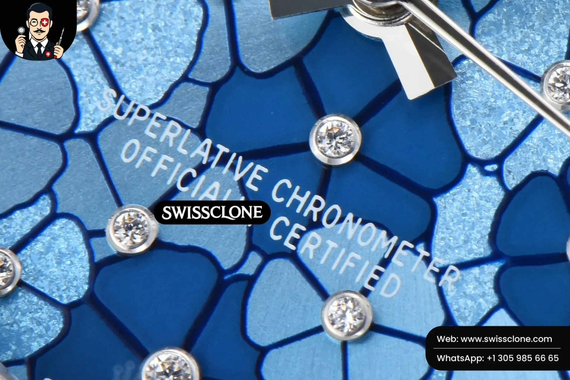 Rolex DateJust 31mm 904L Fluted Bezel Blue Flowers Dial Oyster 1:1 Super Clone - On-Wrist Presence View