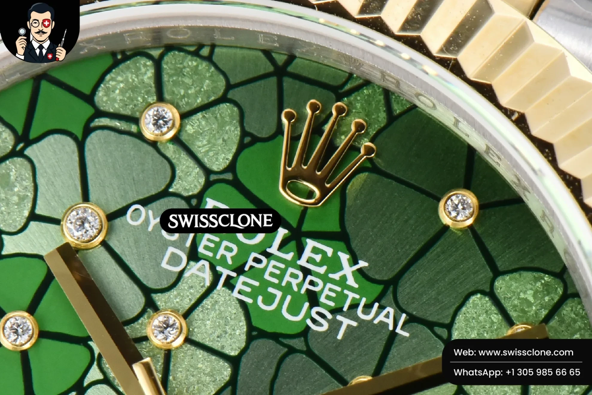 Rolex DateJust 31mm 904L Fluted Bezel Green Flowers Dial Jubilee 1:1 Super Clone - Clasp & Bracelet Finishing