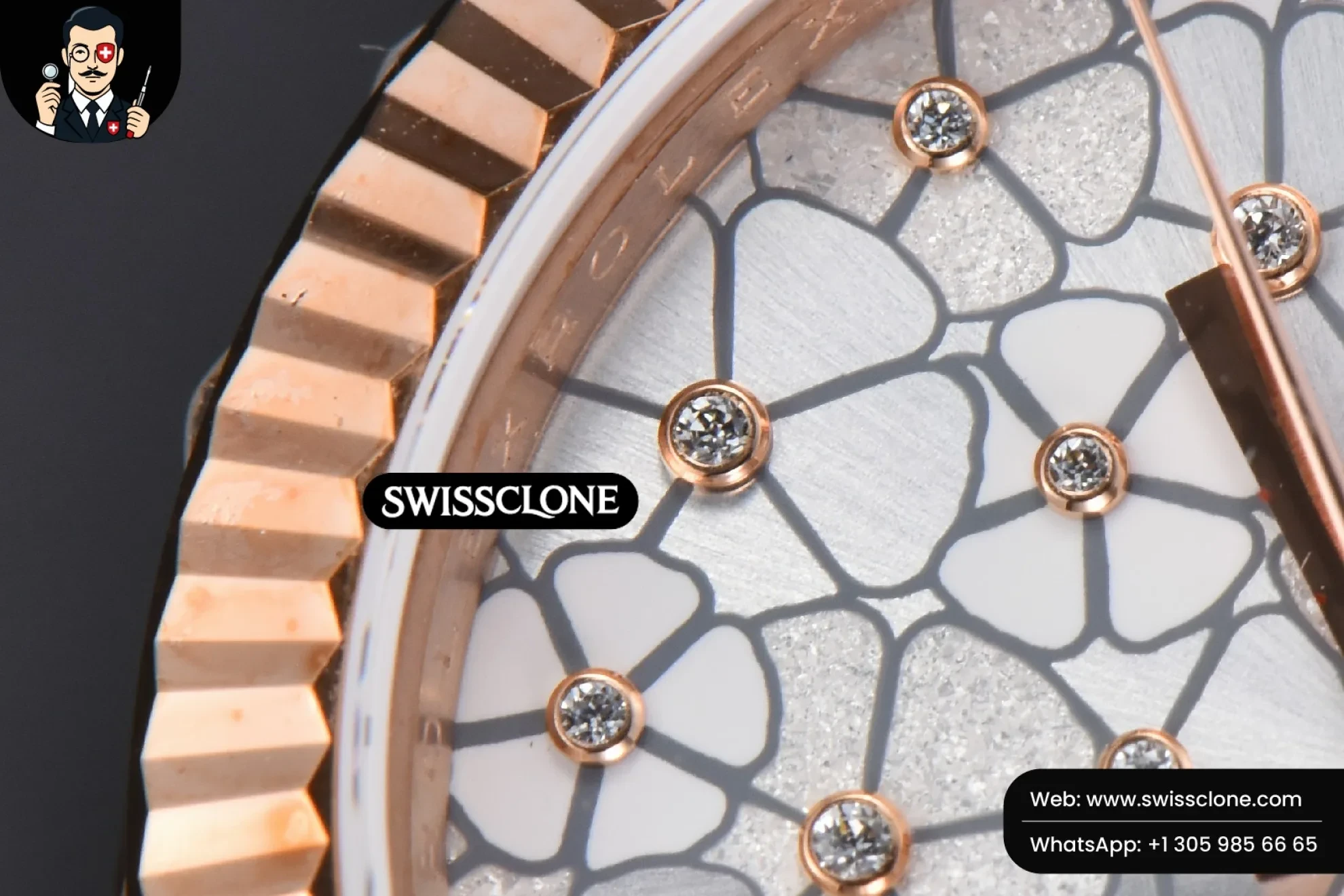Rolex DateJust 31mm 904L Fluted Bezel Silver Flowers Dial President 1:1 Super Clone - Lateral Case Thickness Profile