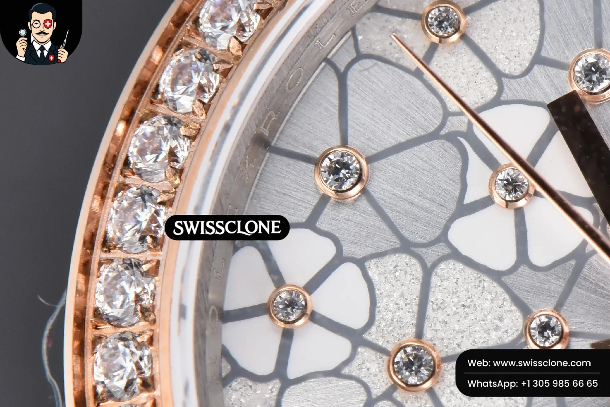 Rolex DateJust 31mm 904L RG/SS Diamond Bezel Silver Flowers Dial Jubilee 1:1 Super Clone - Lateral Case Thickness Profile