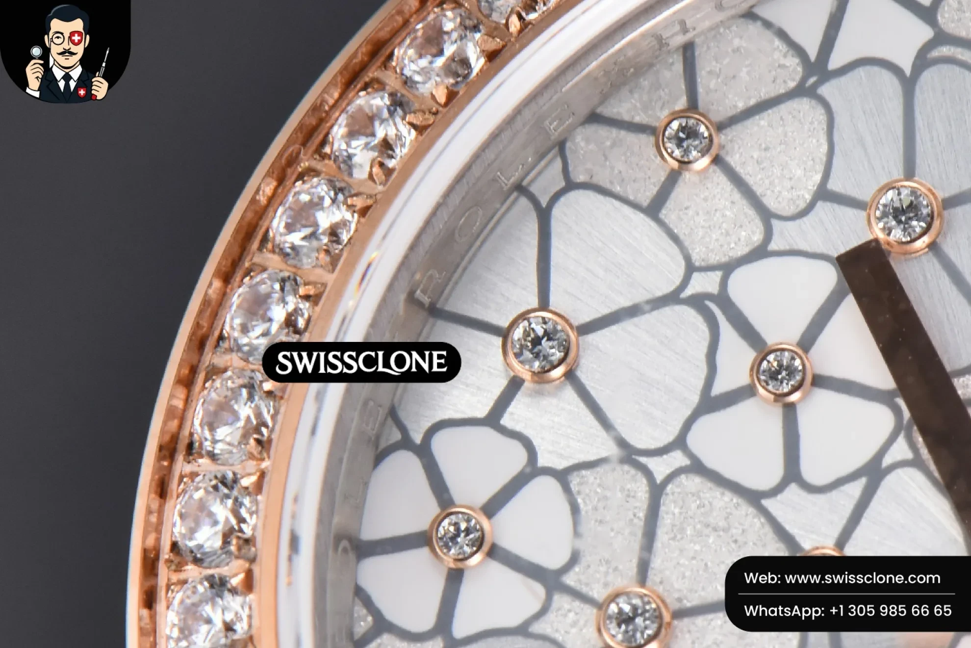 Rolex DateJust 31mm 904L RG/SS Diamond Bezel Silver Flowers Dial Oyster 1:1 Super Clone - Lateral Case Thickness Profile