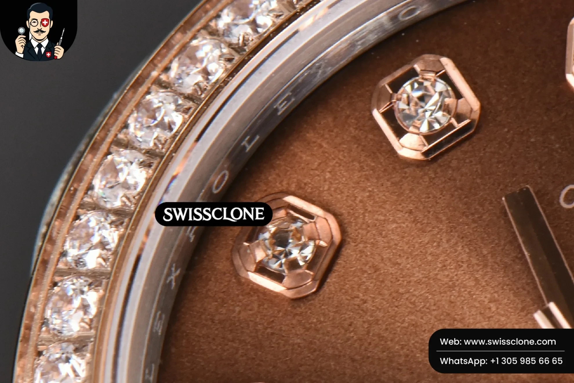 Rolex DateJust 31mm Ladies 904L RG/SS WF Diamond Brown Dial Diamond Marker Jubilee 1:1 Super Clone - Caseback & Cloned Calibre Movement