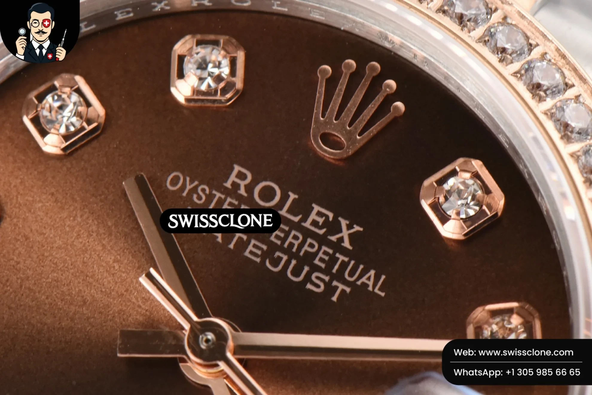 Rolex DateJust 31mm Ladies 904L RG/SS WF Diamond Brown Dial Diamond Marker Jubilee 1:1 Super Clone - Clasp & Bracelet Finishing